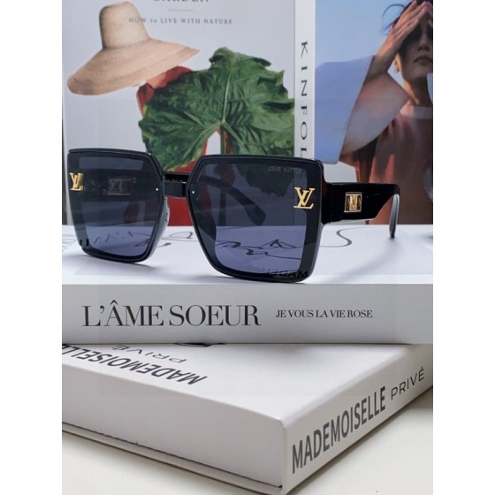 LV Black Square Sunglasses with Gold Monogram